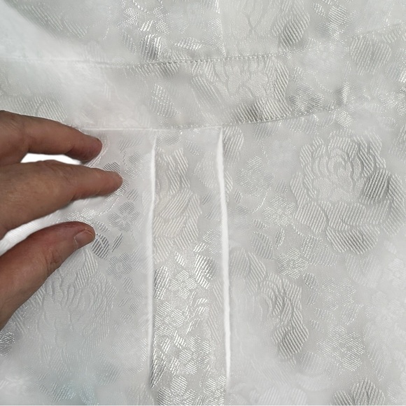 John Meyer Collection  Plus Size Jacquard Floral Textured White Formal Dress - Picture 6 of 15